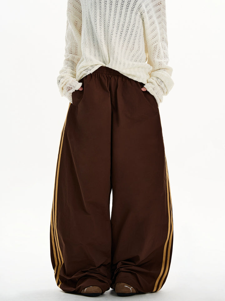 Retro brede ben tre-stripe casual bukser 