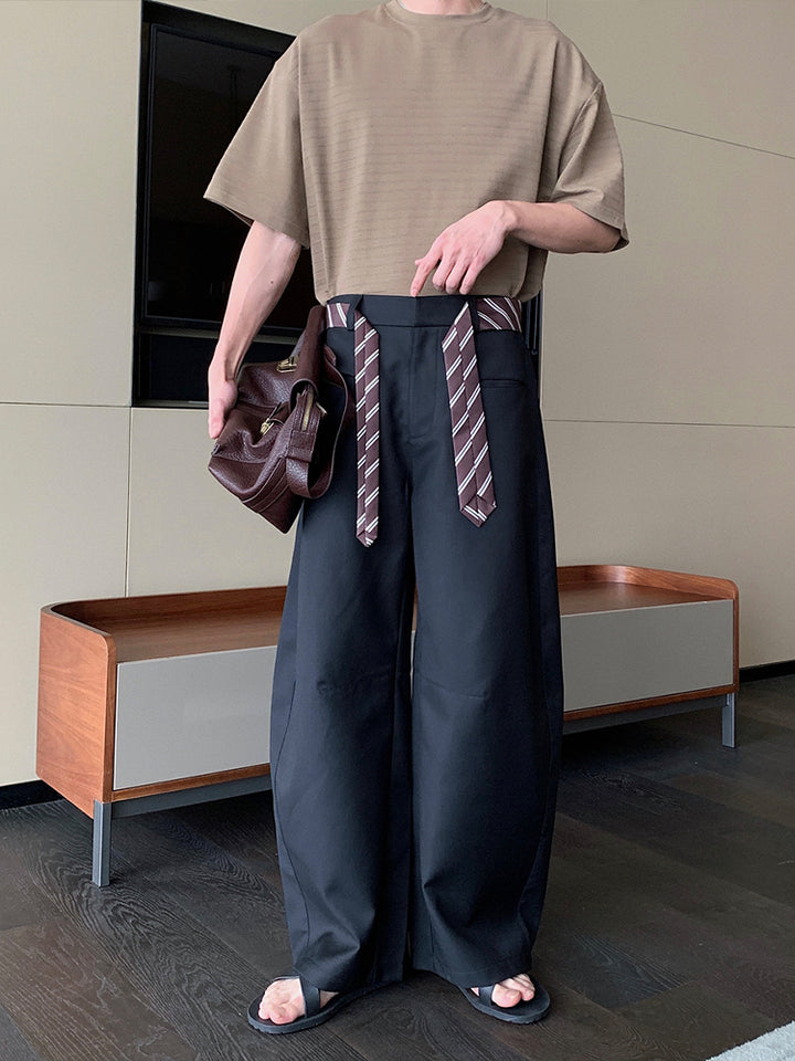 Wide-Leg Casual Drape Pants