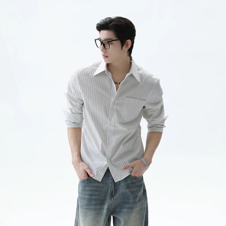 Striped Waist Gather Shirt