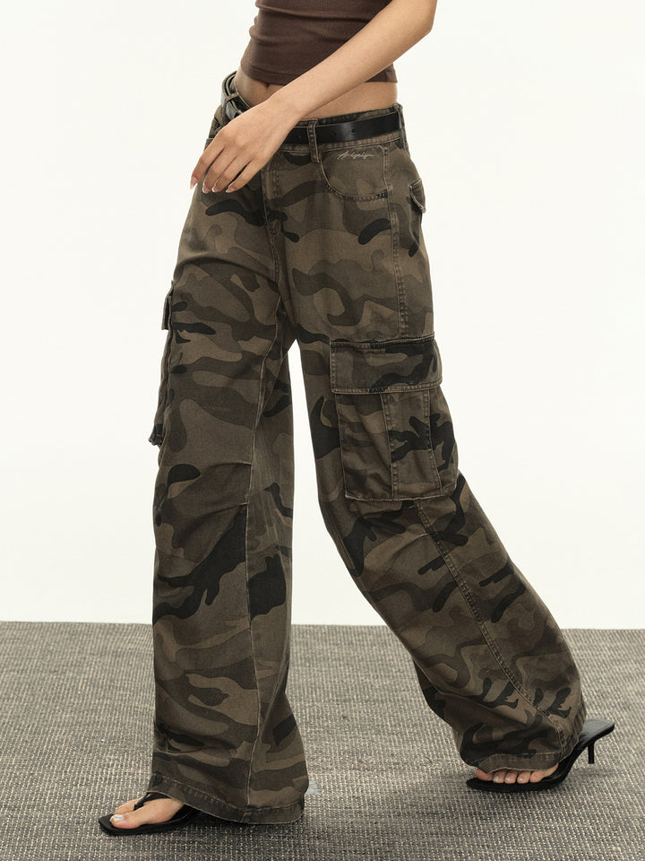 Camouflage Cargo Low Waist Pants