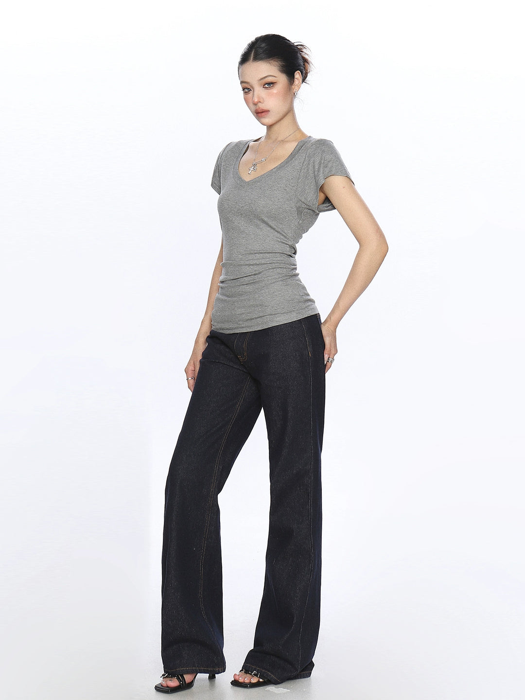 V-Neck Short Sleeve Slim T-Shirt