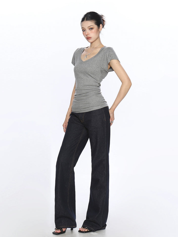 V-Neck Short Sleeve Slim T-Shirt