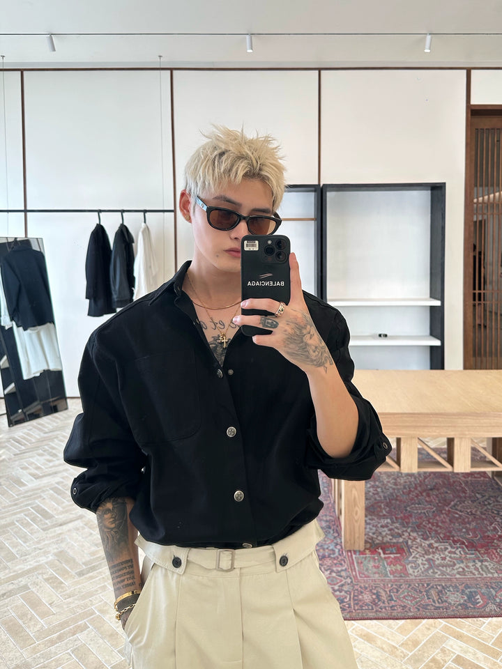 Loose Lapel Long Sleeve Shirt