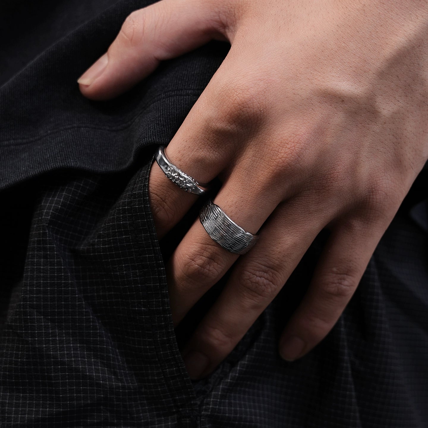 Tree Texture Titanium Steel Ring