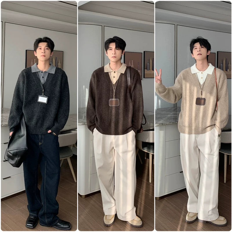 سويت شيرت فضفاض من قطعتين مزيفتين 