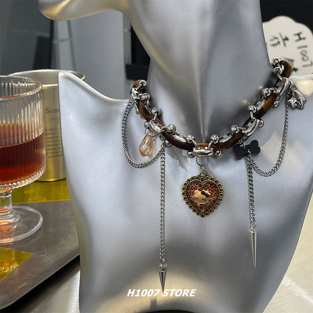 Heart Pendant Chain Choker Necklace