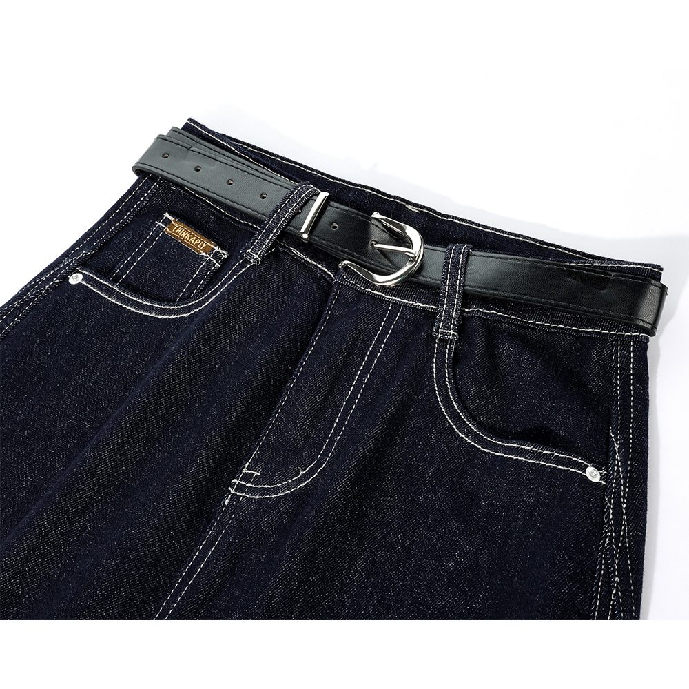 Wide Leg Rolled-Up Casual Jeans