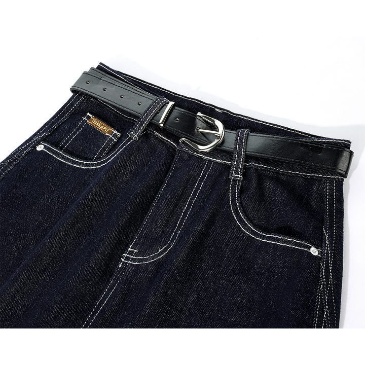 Wide Leg Rolled-Up Casual Jeans