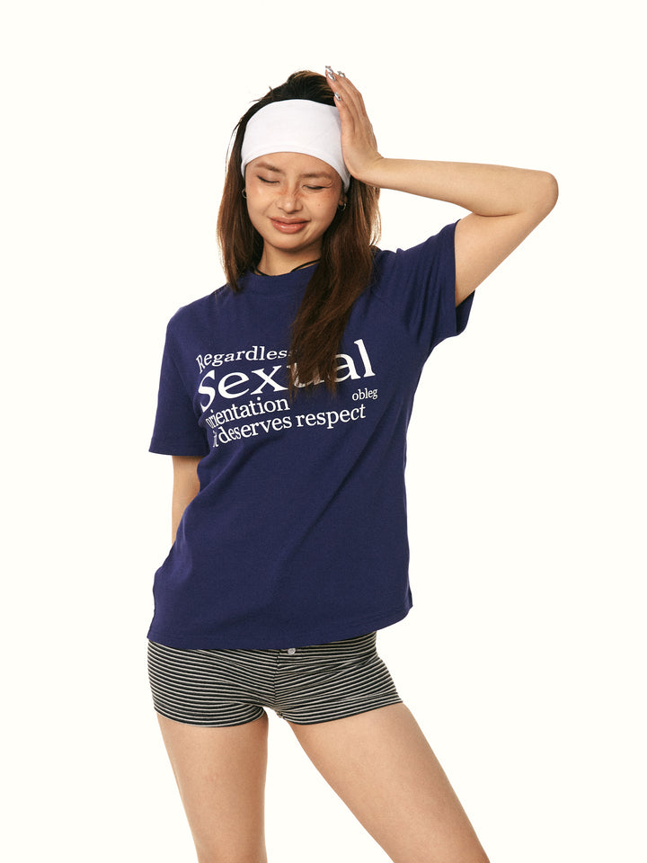 Short Letter Print Straight T-shirt