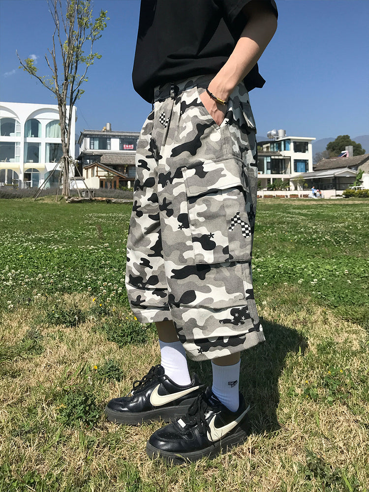 Camouflage Multi-pocket Wide-leg Pants