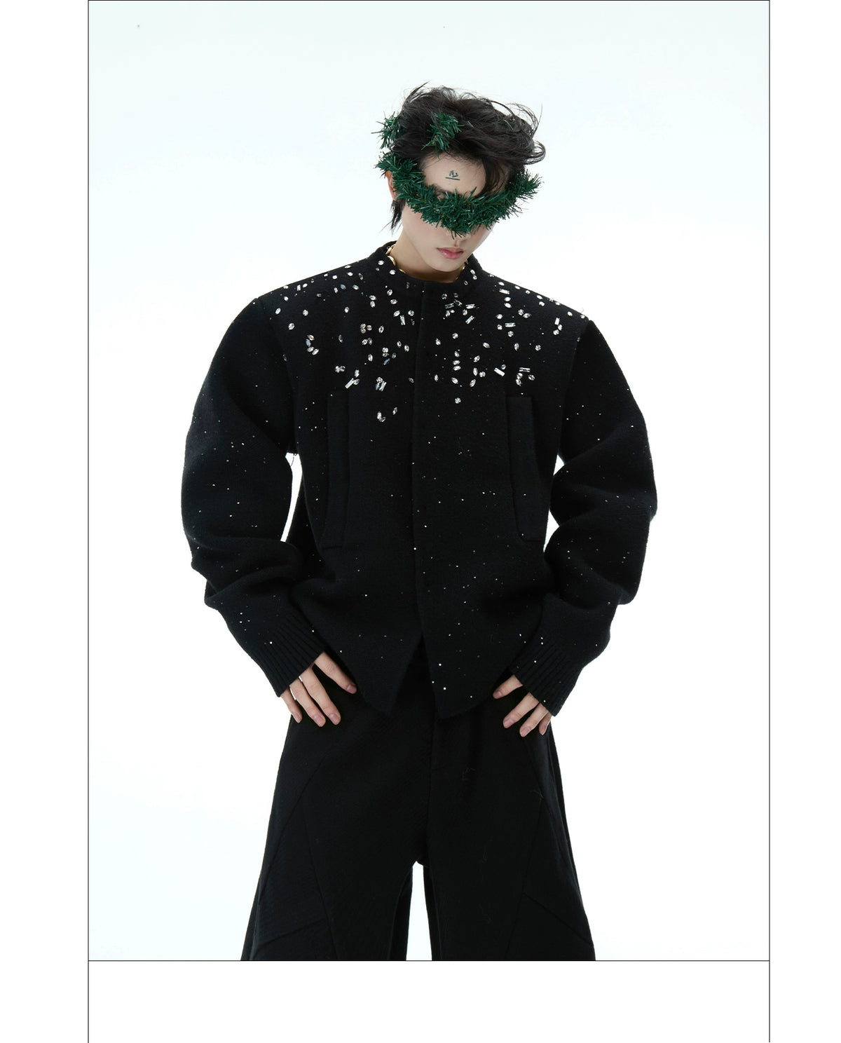 Diamond Embellished Knitted Cardigan