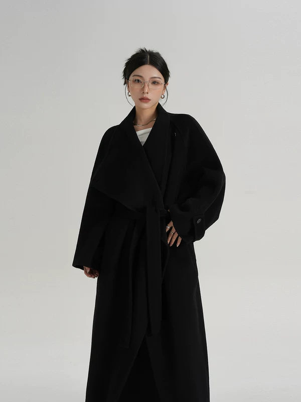 Kemerli Yün Maxi Palto 