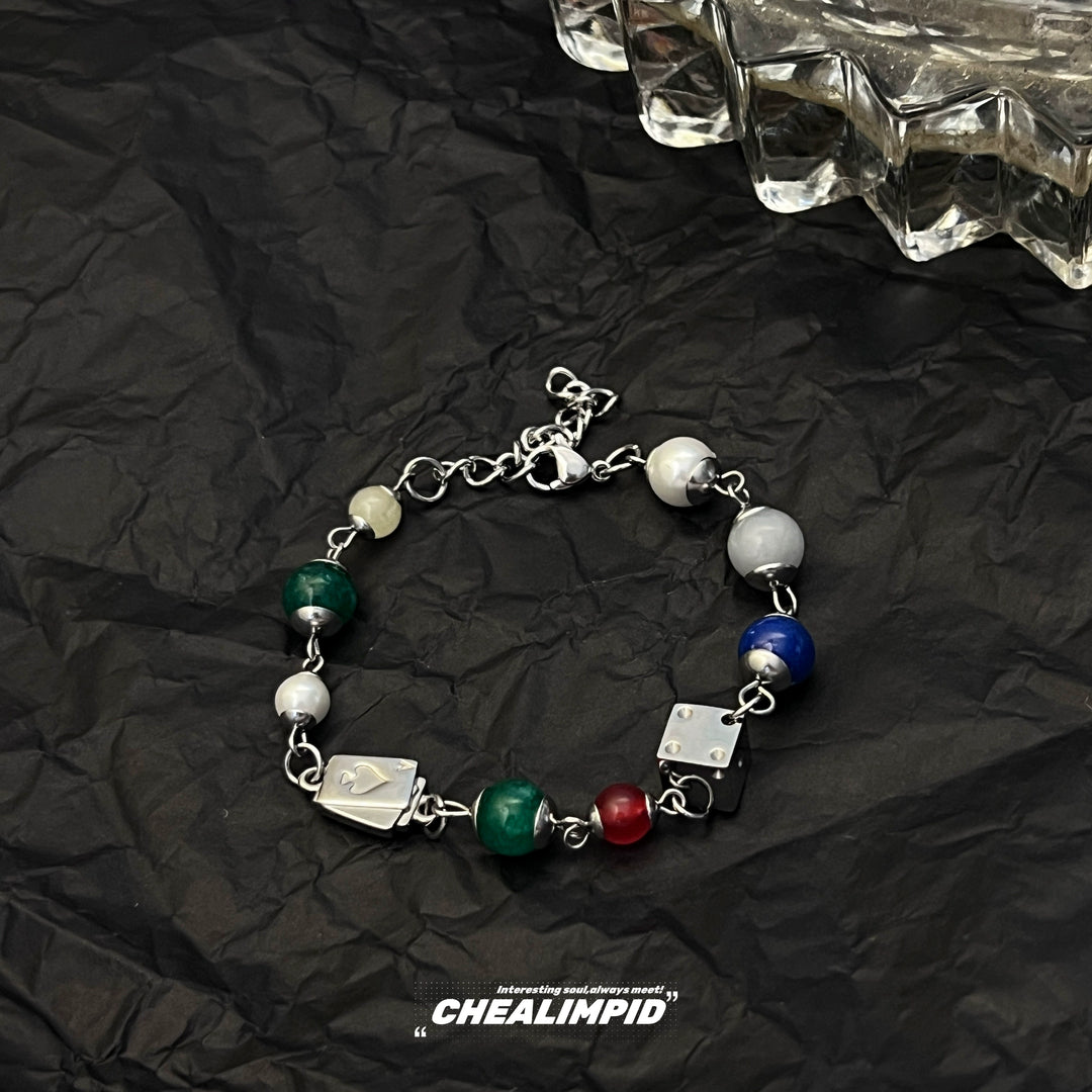 Colorful Bead Titanium Steel Bracelet