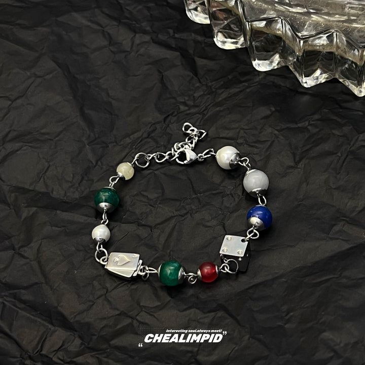 Colorful Bead Titanium Steel Bracelet