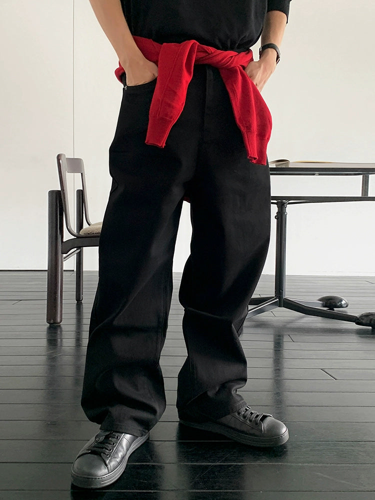 Düz Geniş Paça Temiz Kesim Kot Pantolon 