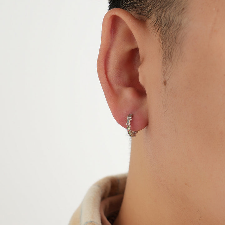 Sterling Silver Textured Hoop Earrings