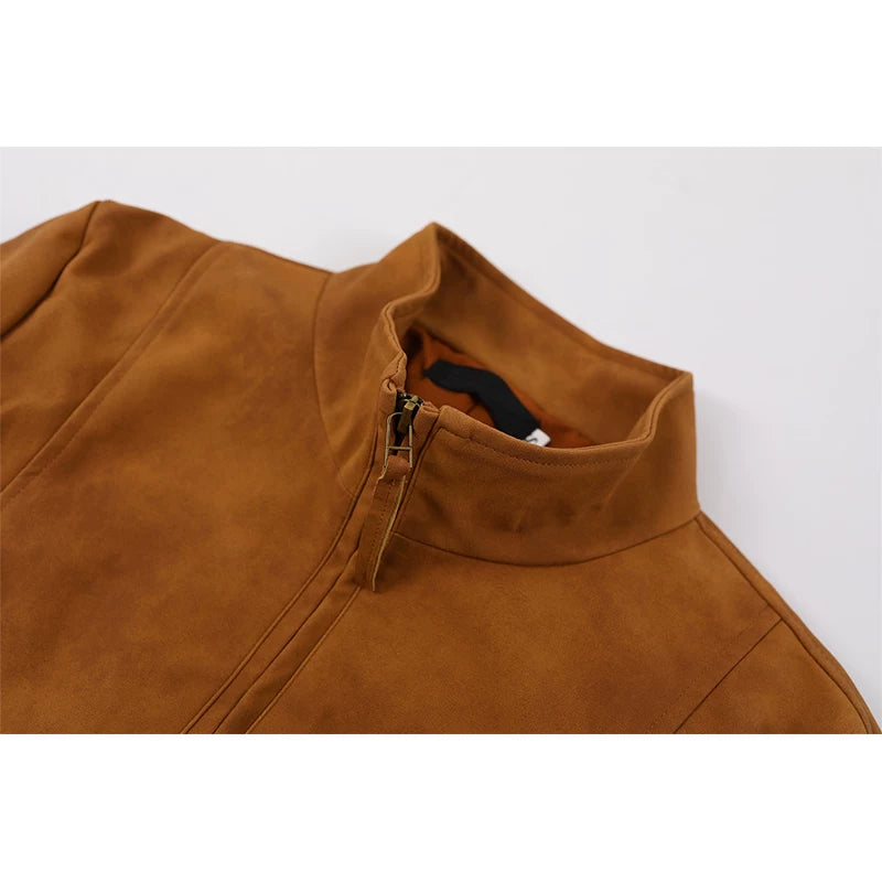 Stand Collar Suede Jacket and Skirt (sold separately)