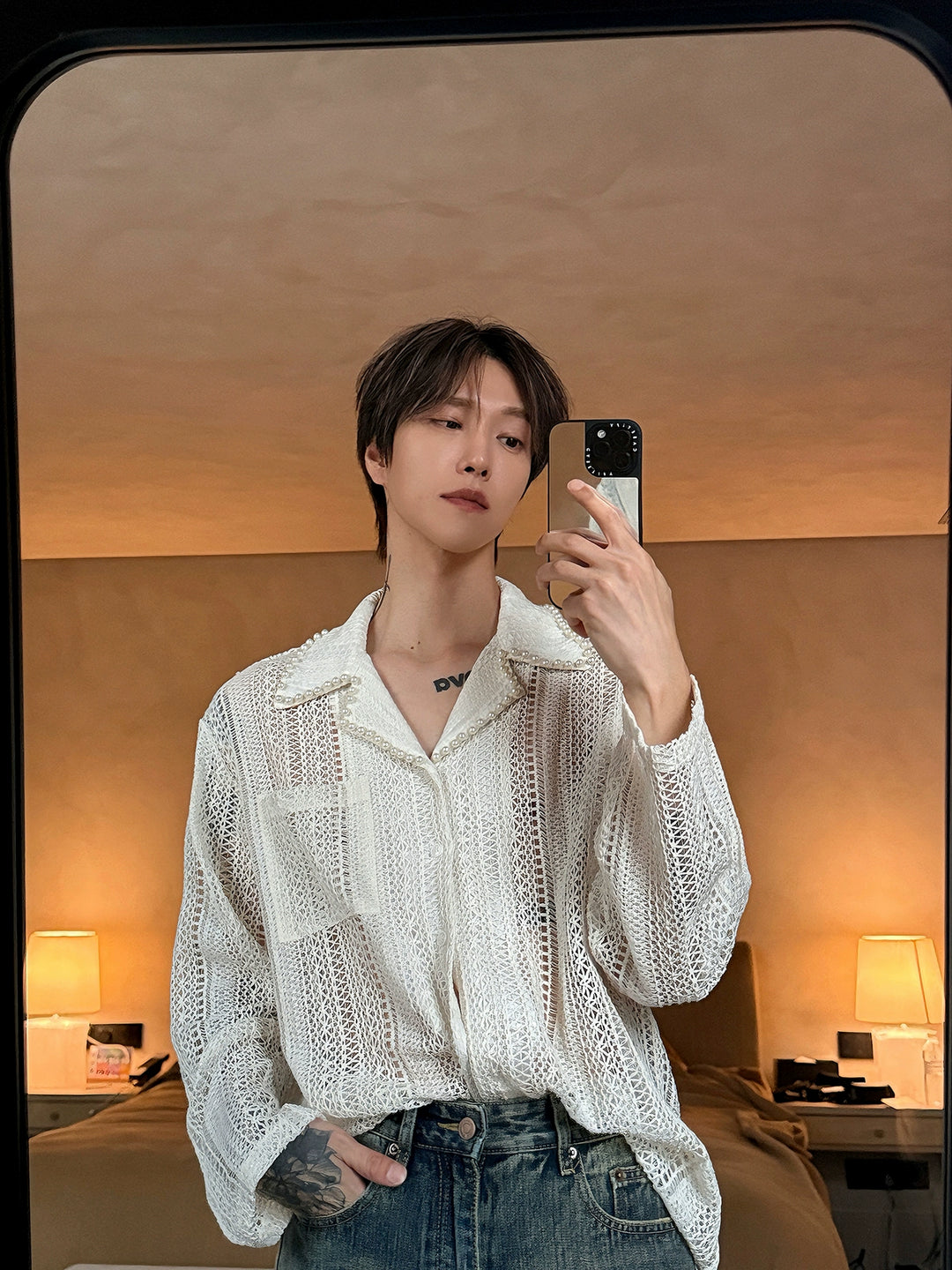 Pearl Lace Hollow Shirt