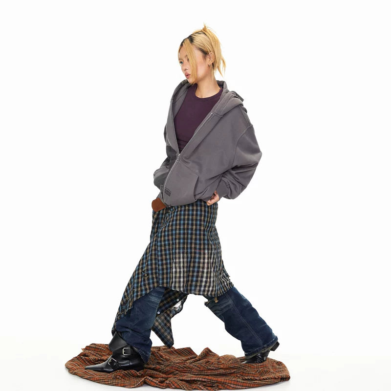 Portrait Print Hooded Zip Sweatshirt