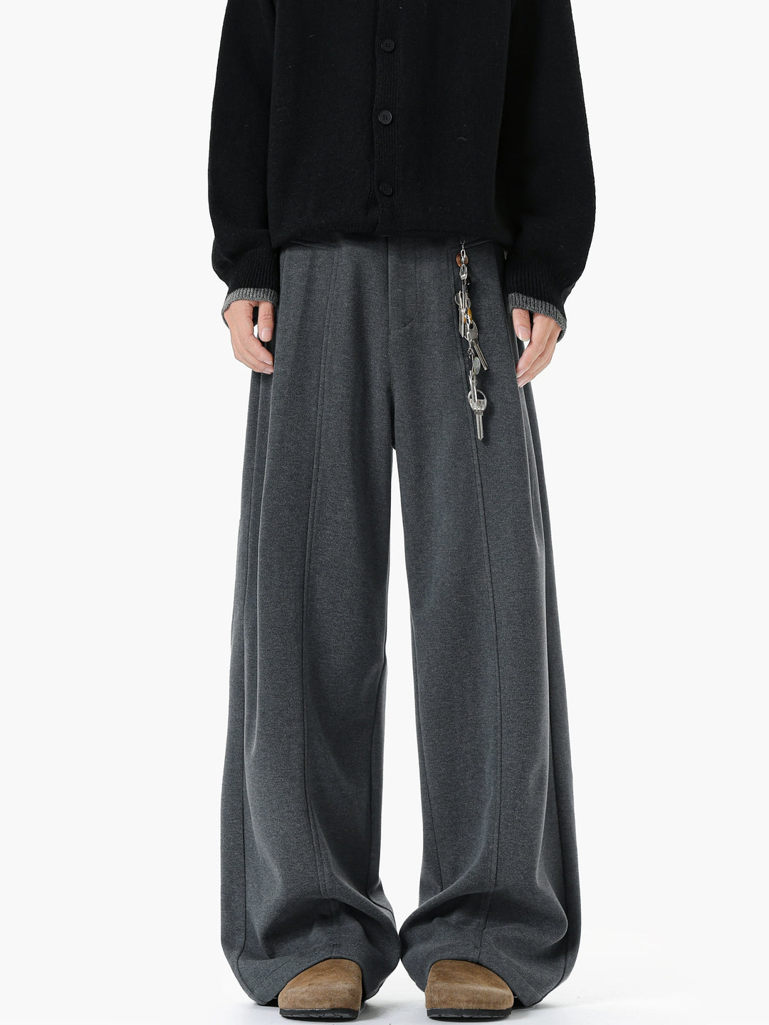 Deconstructed Wide-Leg Casual Straight Pants