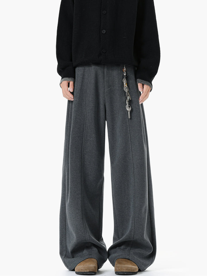 Deconstructed Wide-Leg Casual Straight Pants