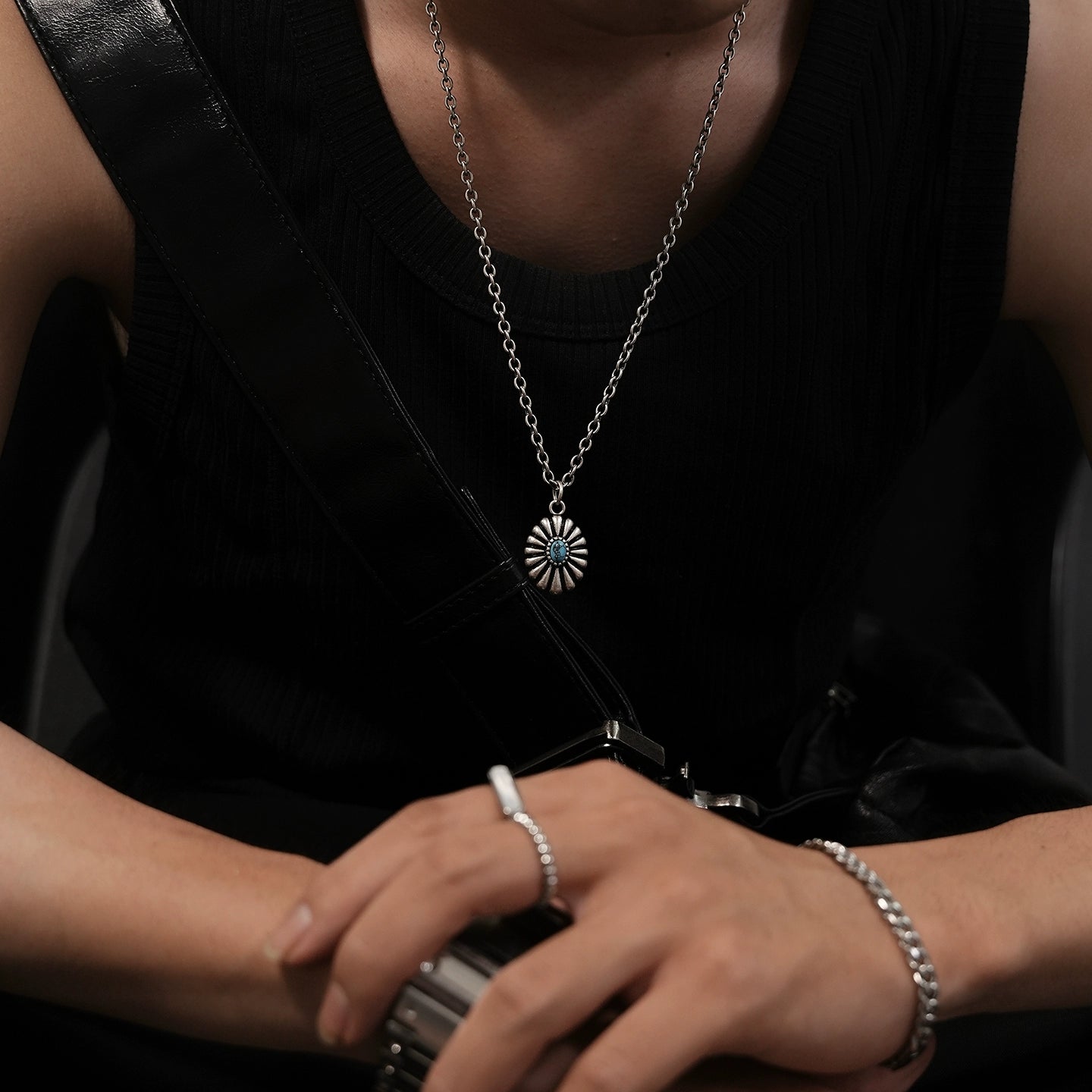 Sunflower Turquoise Pendant Necklace