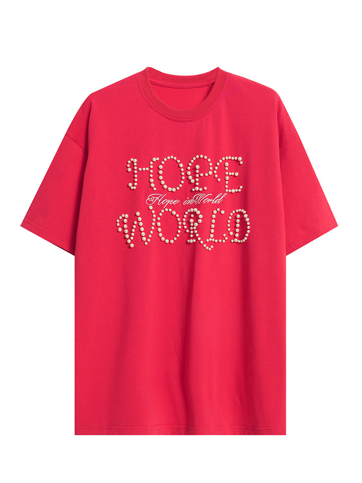 Pearl Letter Loose Fit T-shirt
