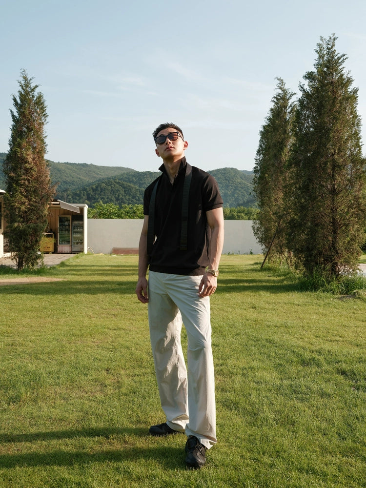 سروال كاجوال مستقيم قابل للتنفس مثقوب بالليزر 