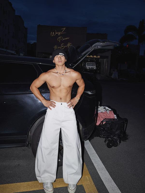 Pantalons décontractés à large jambe rétro minimaliste 