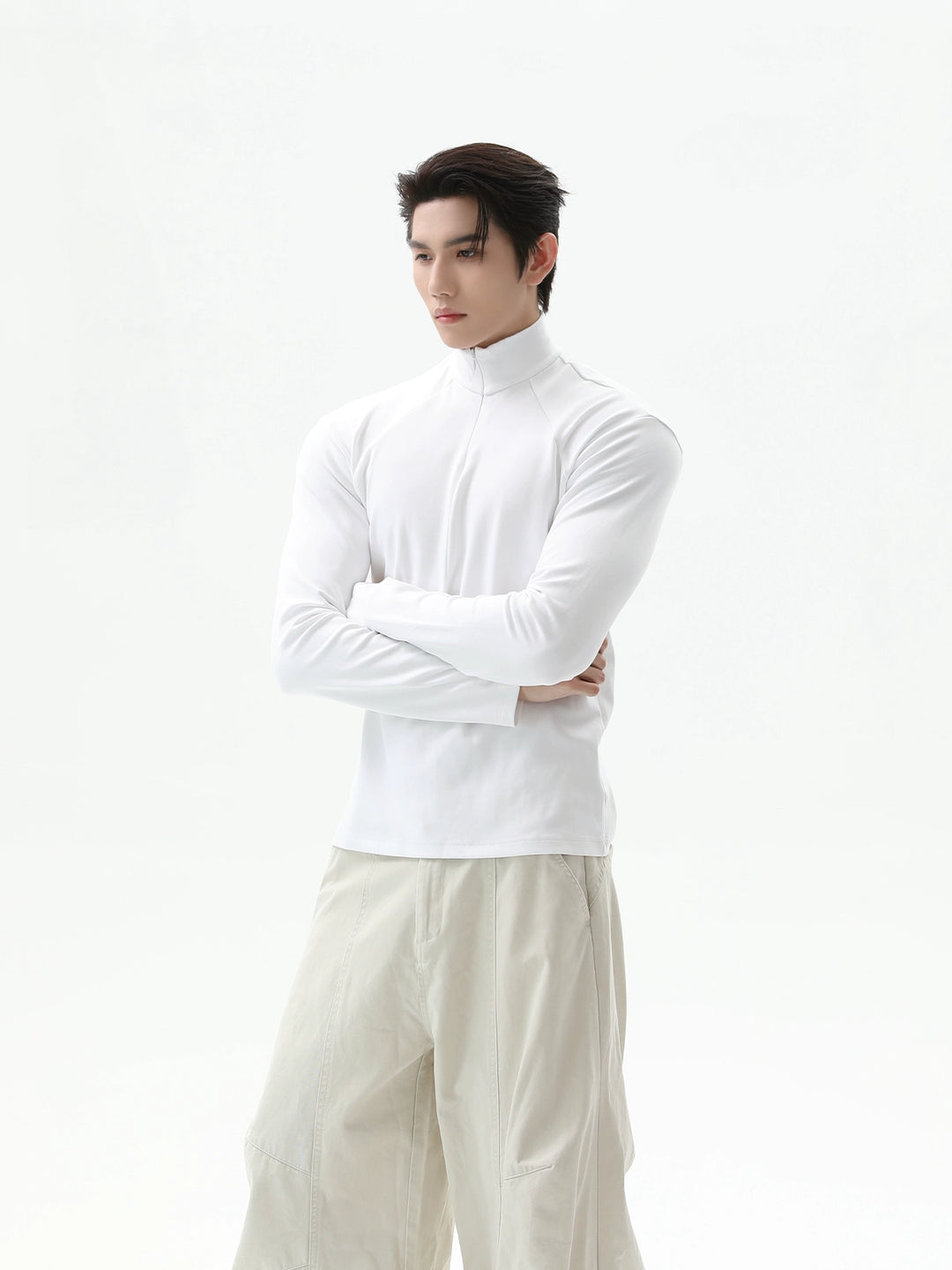 Half-Zip Long Sleeve Fitted Pullover