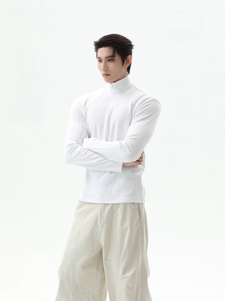 Half-Zip Long Sleeve Fitted Pullover
