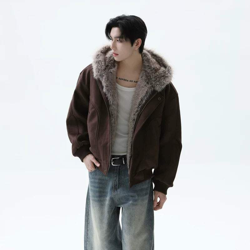 Hooded Fur Collar Insulated Cotton Jacket