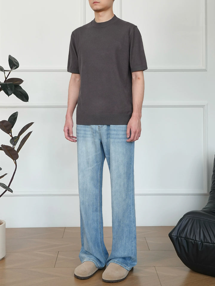 Pantalones anchos de pierna acampanada desgastados y lavados 