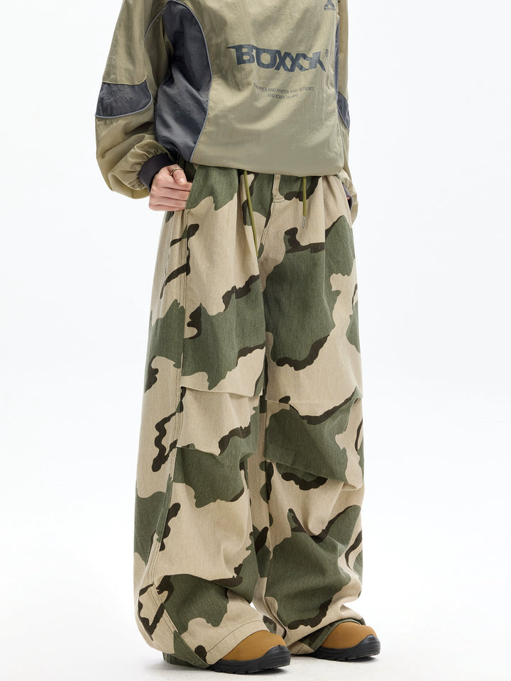 Pantalones casuales de hip-hop de camuflaje de pierna ancha 
