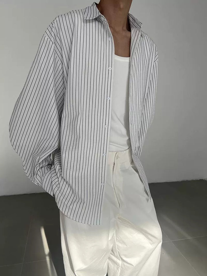 Camicia a bottoni a righe larghe, Vestibilità rilassata 
