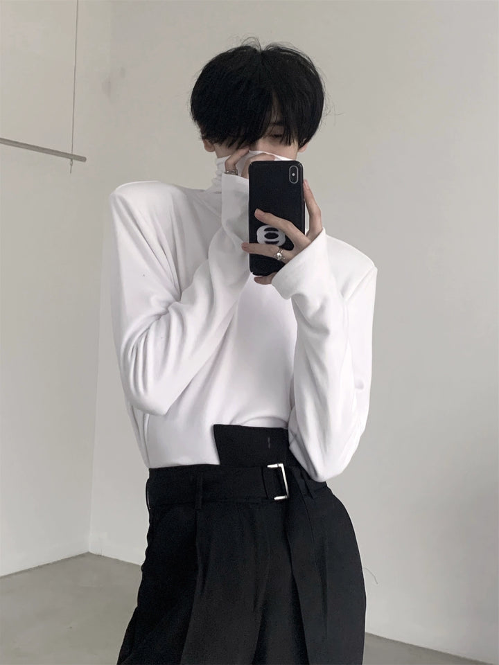 Camiseta de pullover de manga larga con cuello alto 