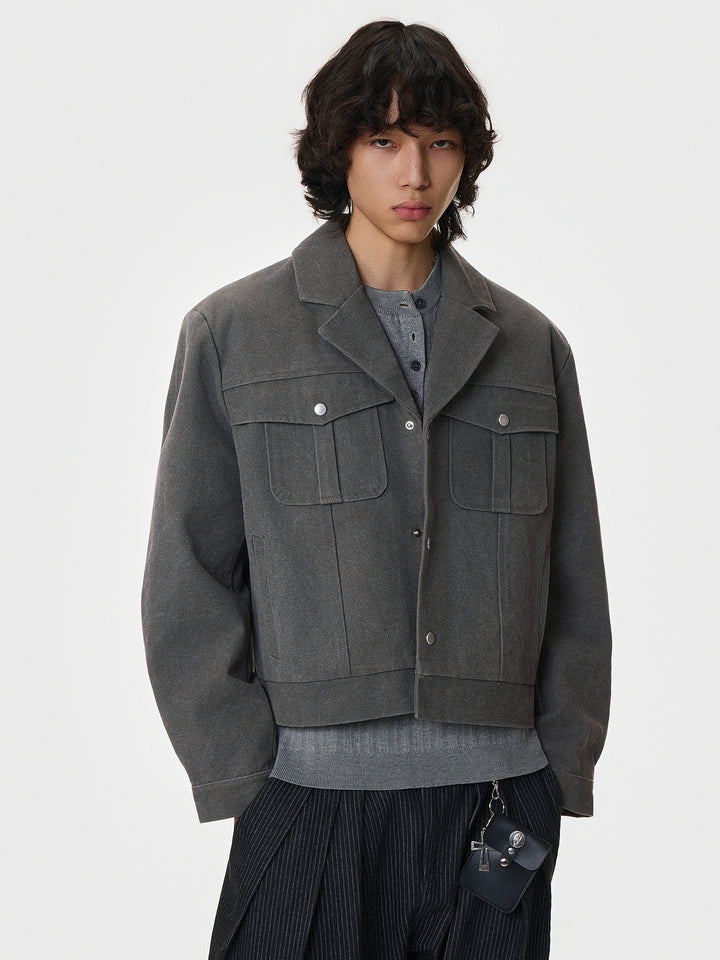 Heavy Washed Canvas Cropped Workwear Jacket