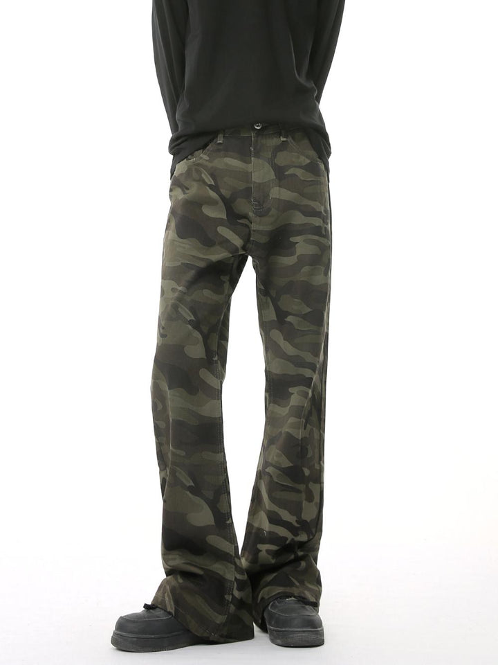 Camouflage Flared Loose Straight Pants