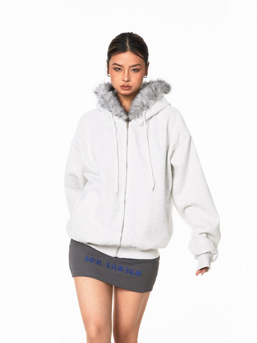Fur Collar Hooded Cardigan Jacket