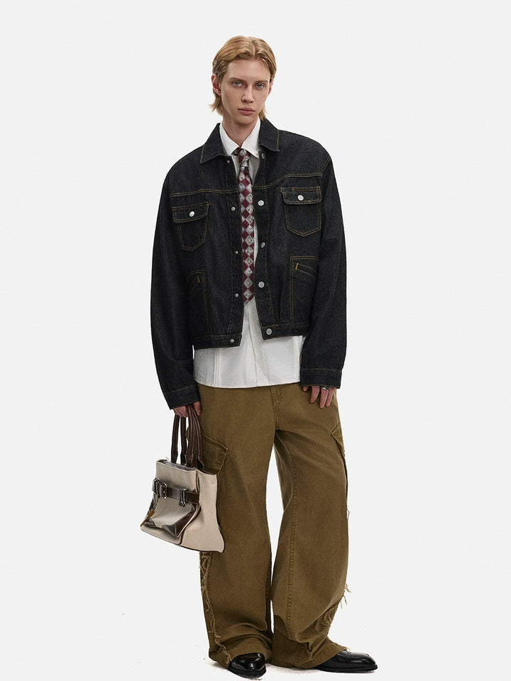 Veste en denim classique avec plusieurs poches 