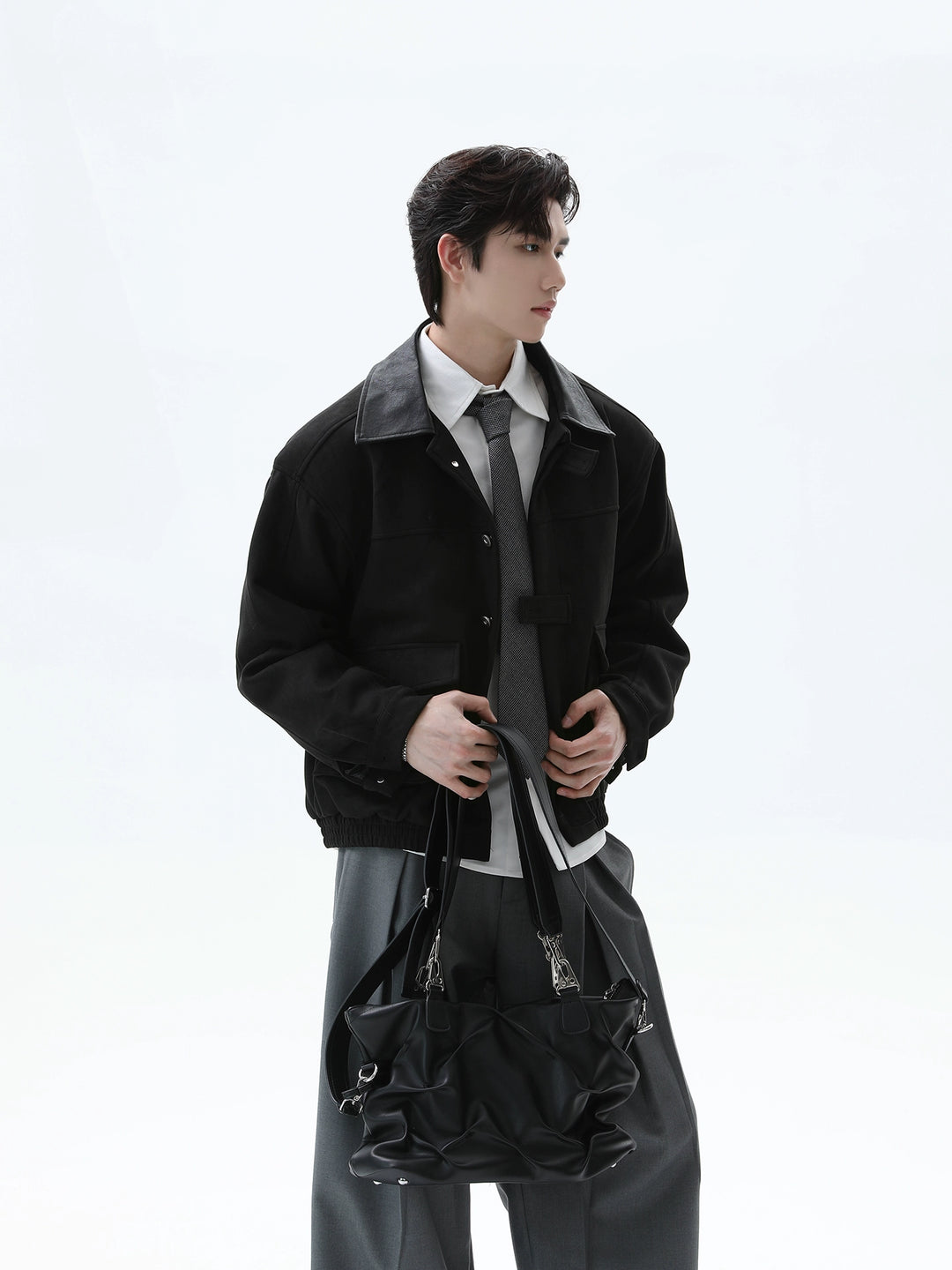 Veste d'automne en patchwork avec col en suède 