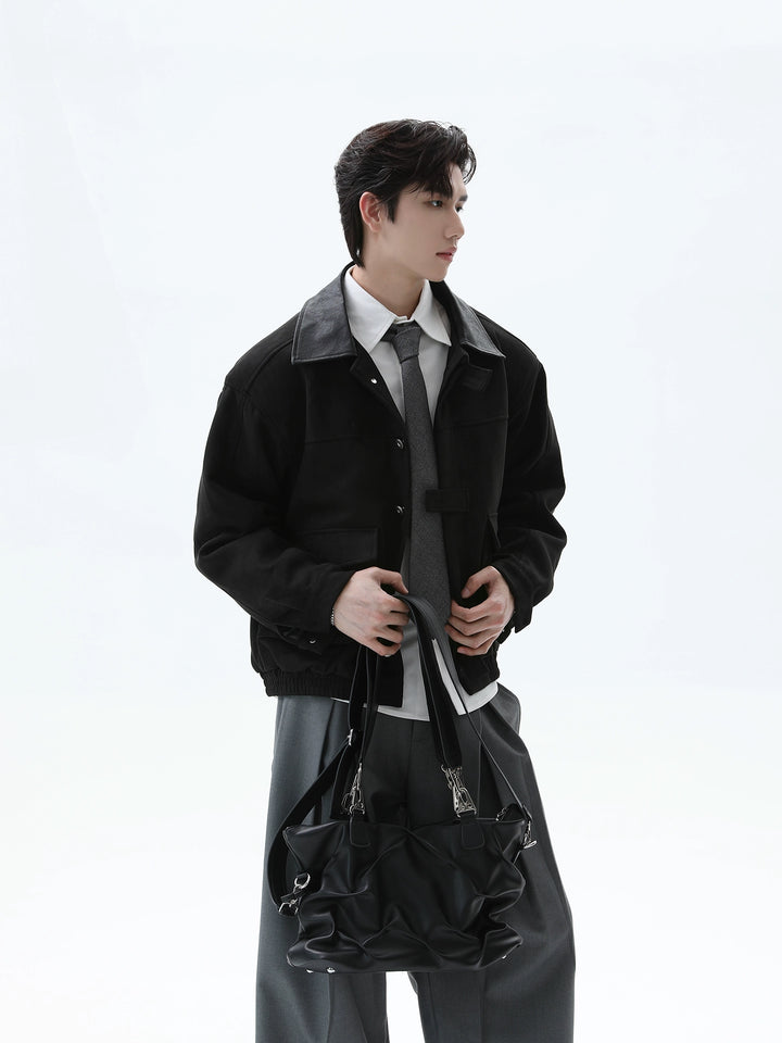 Veste d'automne en patchwork avec col en suède 