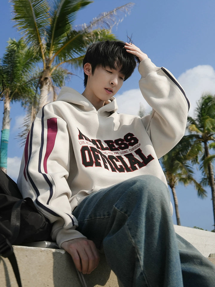 Hoodie brodé avec patch en lettres poids lourds 