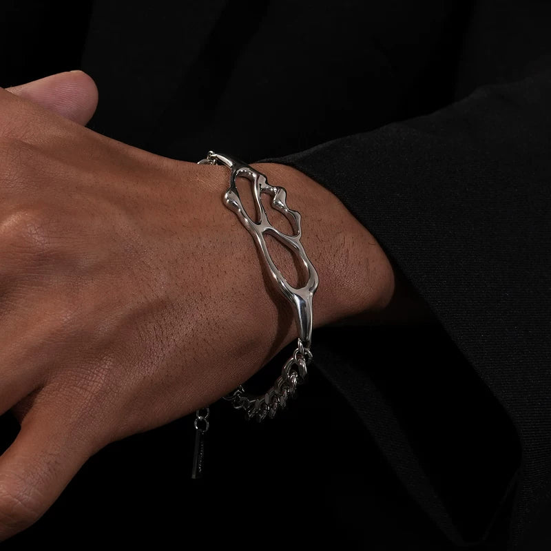 Nastavitelný náramek z tekutého kovu s kubánským řetězem 