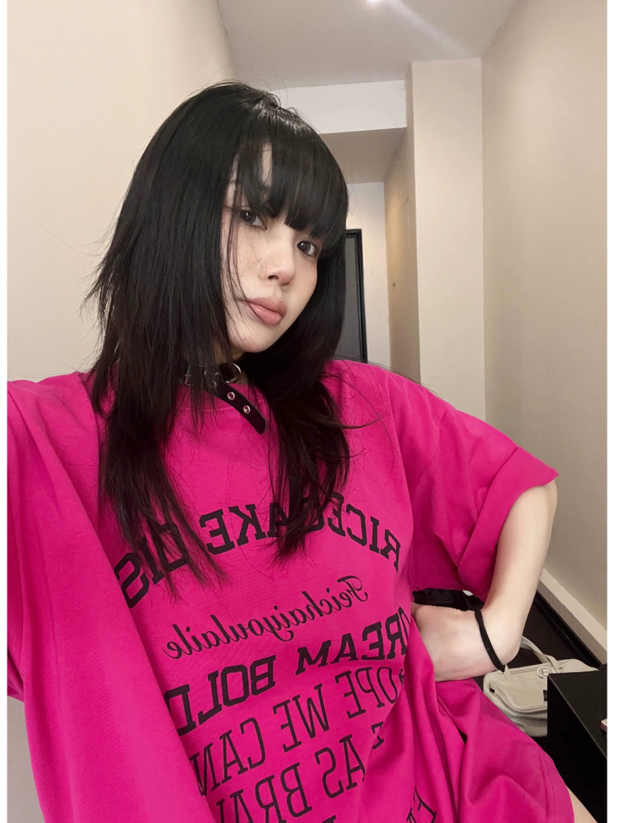 Oversized Cotton Short Sleeve Letter T-Shirt