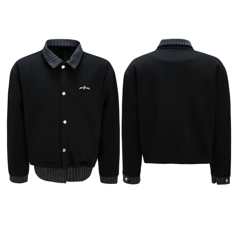 Faux Two-Piece Striped Sweater Jacket