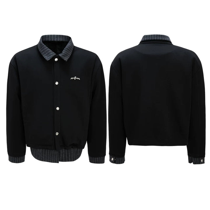 Faux Two-Piece Striped Sweater Jacket