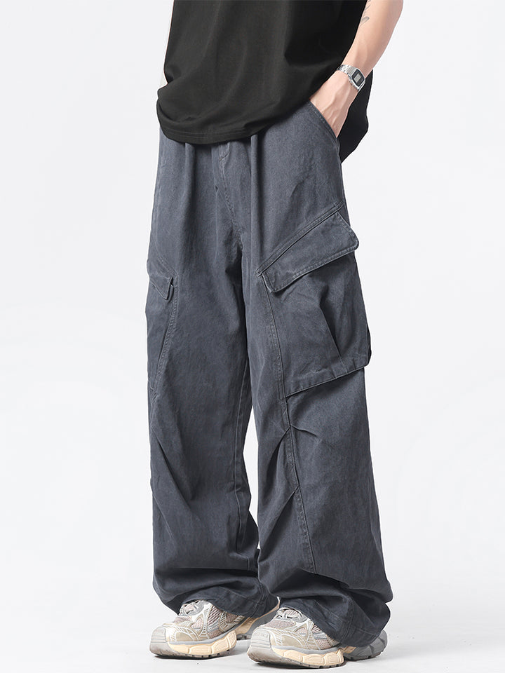 Wide-Leg Multi-Pocket Casual Pants