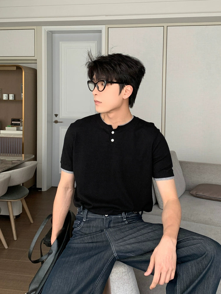 سويت شيرت قصير الأكمام محبوك قابل للتنفس 