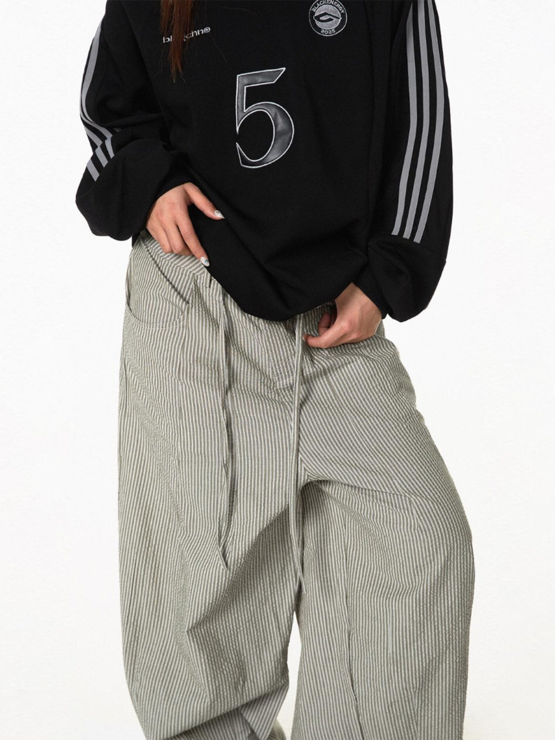 Retro Striped Wide-Leg Casual Pants